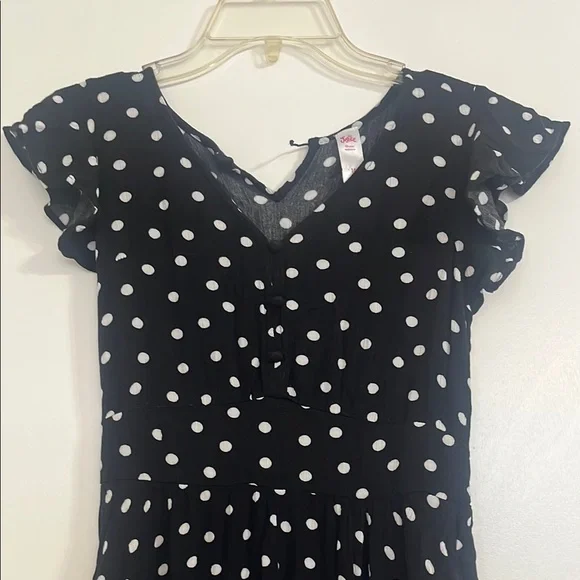 Justice Girls short sleeves Maxi Dress Black with white Polka Dots size 14 - Picture 2 of 13